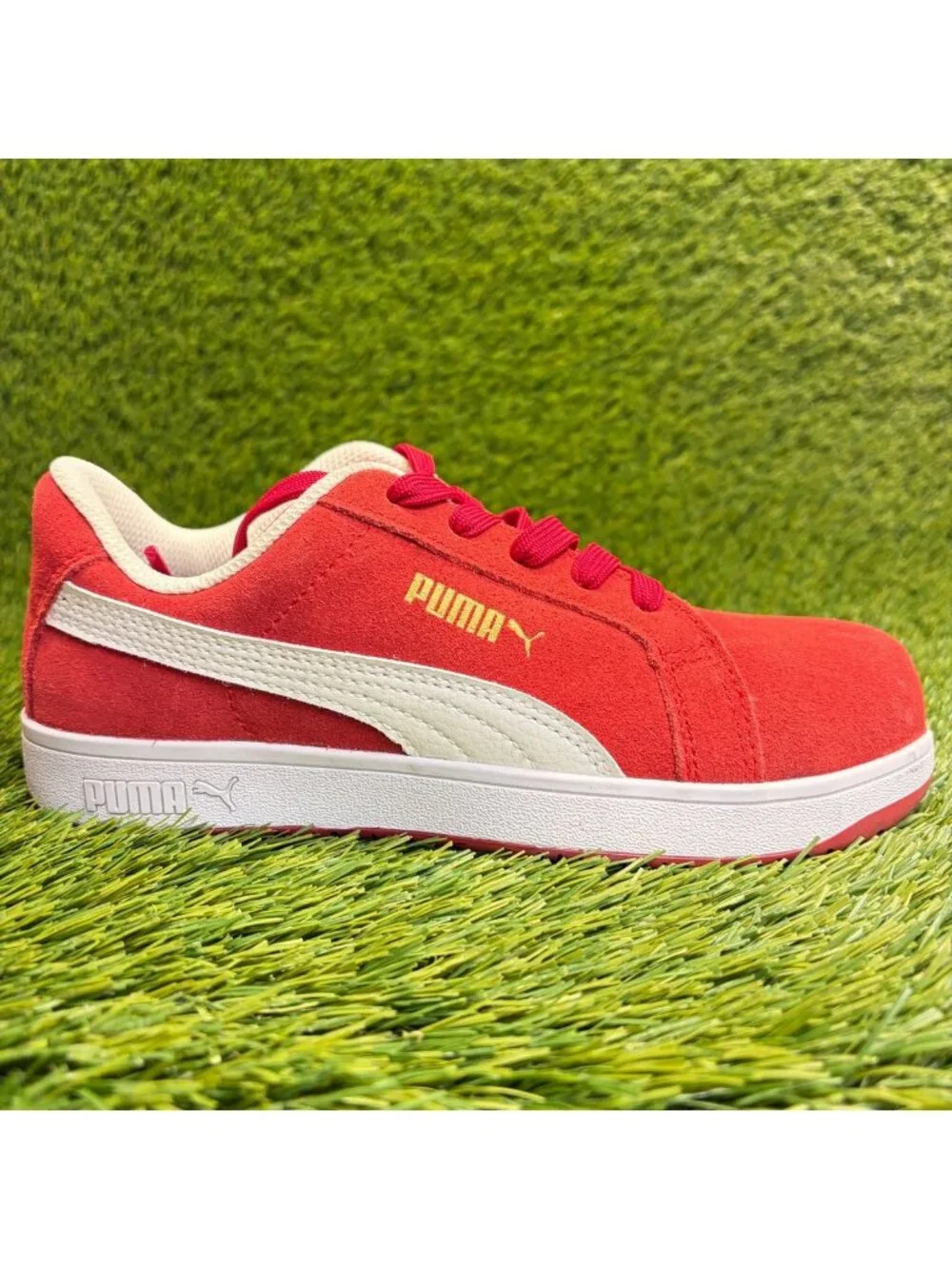 Puma Iconic Suede Low Womens Size 6 Red White Composite Toe Safety Work Shoes